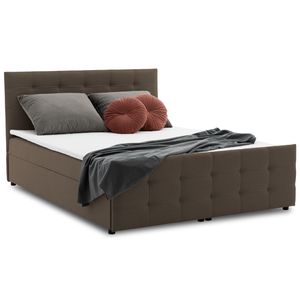 Kontinentales Bett SIENA 160x200 mit zwei Bettkästen + bequeme Matratze. HUGO 5 Braun