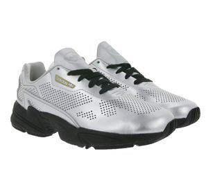 adidas Originals Damen Retro-Sneaker Echtleder-Schuhe Falcon Allluxe W Silber/Schwarz, Größe:37 1/3