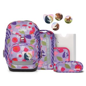 Ergobag Schulranzen-Set PACK BlütenzauBär 6-teilig, höhenverstellbar