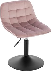WOLTU 1x barová stolička Barová stolička Výškovo nastaviteľná kuchynská stolička s operadlom 360° otočná stolička Velvet, ružová BH300rs-1