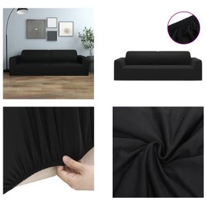 vidaXL Stretch Sofahusse 3 Sitzer Schwarz Polyester Jersey - Sofahusse - Sofahussen - Sofabezug - Sofabezüge