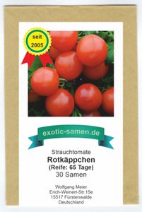 Balkontomate - Strauchtomate - rote Tomate - Rotkäppchen - 30 Samen