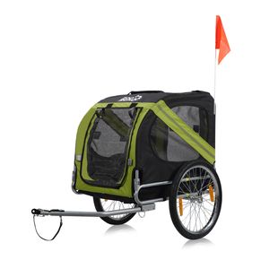 zoomundo Hundeanhänger Fahrradanhänger für Hunde - in Grün/Schwarz - Silver Frame