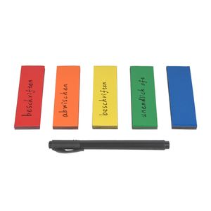 ewtshop® 30 beschreibbare Magnetstreifen mit Stift, bunt - 100 x 30 mm
