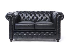 Chesterfield Sofa Original Leder   1 + 2  Sitzer  Schwarz