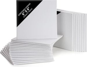 BELLE VOUS 24er Pack Kleine Leinwände zum Bemalen - 24x Mini Leinwand Zum Bemalen - 15x15cm vorgespanntes Canvas Leinwand Set - 24 Mini Leinwände