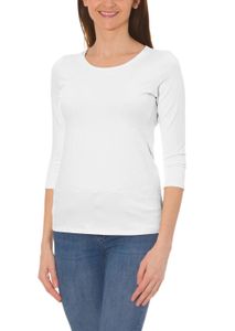 Alkato Damen Shirt 3/4 Arm mit Rundhals, Farbe: Weiß, Größe: L