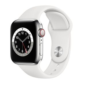 Apple Watch Series 6 Smartwatch (silber/weiß, 40mm, Edelstahl-Gehäuse, LTE)