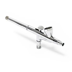 Wiltec Airbrush Pistole Typ 136 mit Double Action Funktion, Düse Ø 0,3 mm, 2 ml Farbbecher, Pipette, Adapter für Modellbau, Nailart usw.