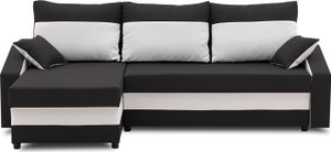 Ecksofa HEWLET mit Schlaffunktion L-förmig - Eckcouch mit Bettkasten - Federn Bonell - Stoff MIKRO 15 + MIKRO 31 Schwarz&Weiß
