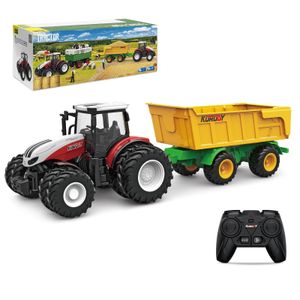 RC-Traktor Ferngesteuerter Traktor mit Anhänger, Traktor Spielzeug, Ferngesteuert Ackerschlepper mit Licht und Sound