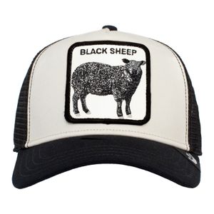 Goorin Bros. Trucker Cap Baseball Mütze Mesh Hat Animal Patch Tier Motiv, Grösse:one-size, Farbe:Black Sheep - Weiß Schwarz