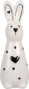 Clayre & Eef Figur Kaninchen 13 cm Weiß Schwarz Keramik