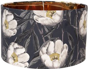 Clayre & Eef Lampenschirm Hängelampe Ø 45x28 cm Schwarz Weiß Textil Rund Blumen