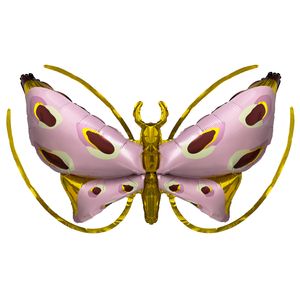 Oblique Unique Folien Luftballon Schmetterling Flügel XXL Ballon zum Umbinden für Kinder Geburtstag Fasching Karneval - rosa gold