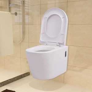 vidaXL Hänge-Toilette mit Einbau-Spülkasten Keramik Weiß