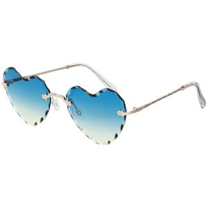 Damen Sonnenbrille Herz Form Designer 80er Modern Urlaub Sommer Strand 30564 Blau-Gelb