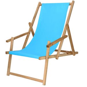 Liegestuhl Strandliege Holz Campingstuhl Klappbar Liege 120kg klappliege mit Armlehne - Blau
