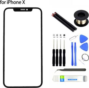 1 Setzen Sie Touchscreen Ersatzprofessionelles Reparaturwerkzeug mit OCA Adhäsive Frontgla -Bildschirm Reparaturkit für iPhone x