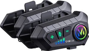 Interkom Bluetooth pre motocyklové prilby, bezdrôtové pripojenie, vodotesný dizajn, červený
