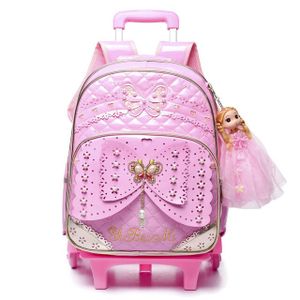 Kinder Mädchen Trolley Schultasche Gepäck Büchertaschen Rucksack Neueste abnehmbare Kinderschultaschen mit 2 Rädern Treppe