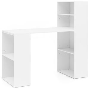 Schreibtisch WL5.692 mit Regal 120 x 120 x 53 cm Weiß Matt