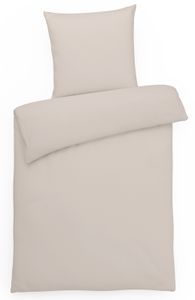 Einfarbige Mako Satin Bettwäsche 135x200 Taupe Uni Bettwäsche 135 x 200 - Bettbezug aus gekämmter Baumwolle