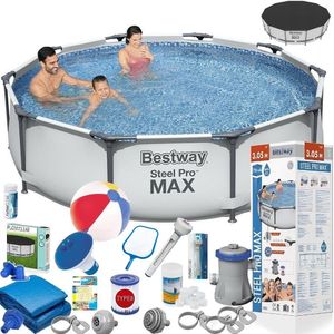 Bestway 56408 Steel Pro MAX Frame Pool 305x76 Schwimmbecken Gartenpool Pumpe Set Wassertester