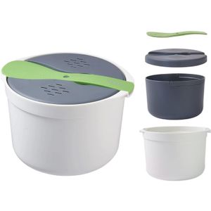 Mikrowellen Reiskocher, 2L Mikrowellen Dampfgarer für Mikrowelle Reis, Microwave Rice Cooker, Sieb und Dampftopf Set (Grün)