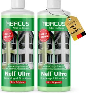 ABACUS® Nell Ultra Grünbelagentferner & Algenentferner Konzentrat, extrem stark! Entfernt Grünbelag & Algen selbsttätig mit Langzeitschutz 2x 1000ml