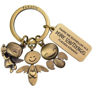 FABACH Schutzengel Schlüsselanhänger 3 Engel mit Gravur - Auto Schlüsselanhänger aus Metall mit Botschaft Gravur für Autofahrer - Geschenk Glücksbringer Auto Führerschein - Deine Schutzengel