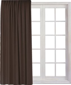 Gardine mit Kräuselband Universalband Vorhang Gardinenband Verdunkelung Blickdicht 140 (B) x 245 (L) Dunkelbraun 1er Pack