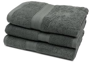 3er Set Duschtücher, 100% Baumwolle, 70x140 cm, grau