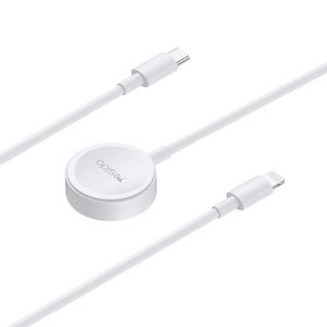 Yesido Kabel Ca113 2W1 Do Iphone Watch 2.5W +Type-C/Ip 1.2M 2.4A, White / Biały