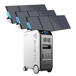BLUETTI 5100Wh Stromerzeuger mit 3 x Solarpanel 200 W, mobiler Stromspeicher Solargenerator, erweiterbare Haushaltsbatterie und Stromversorgung für Notstromausfälle im Haushalt