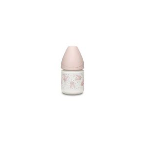 Sklenená fľaša Suavinex s ružovým králičkom, 120 ml