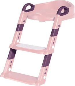 Höhenverstellbarer Toilettentrainer mit Treppe für Kleinkinder – Kinder WC Sitz mit Spritzschutz und Griffen, klappbar, reisetauglich – KIDDISTEP Rosa