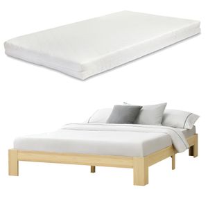 ABVB-5064 Dřevěná postel Raisio - 140x200cm - Dřevo + 1x matrace HKSM 140x200