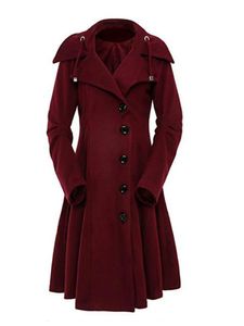 Damen Trenchcoats Übergangsmantel Mode Mantel Warme Strickjacke Outwear Herbst Jacke Claret,Größe S