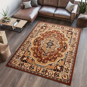 Koberec Obývací pokoj Ložnice Krátký vlas Klasický design Ornament Medailon Květinová Hnědá Světle hnědá Béžová hranice 160 x 220 cm Koberec Obývací pokoj Ložnice Krátký vlas Klasický design Ornament Medailon Květinová Hnědá Světle hnědá Béžová hranice 160 x 220 cm