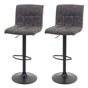 2x Barová židle HWC-B13, barová židle, imitace semiše  vintage tmavě šedá