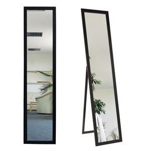Stand-Ankleidespiegel schwarz 155 x 35 cm Standspiegel Garderobe Zeitloser eleganter MDF Rahmen
