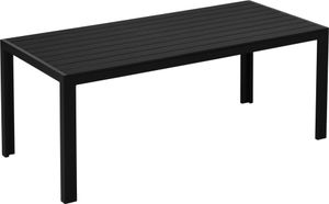 Stół ogrodowy Outsunny, stół ogrodowy, stół na patio, stół imprezowy, stół balkonowy wykonany z aluminium, polywood, czarny, 190 x 84,5 x 72 cm