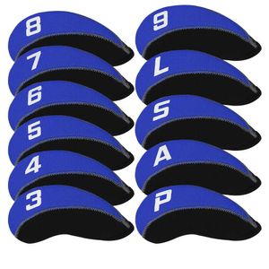 11 x Schlägerschutz Golfschläger-Abdeckungen aus Neopren Golf Schlägerkopfhüllen Headcover trapazierfähige und hochwertige Schlägerhauben mit transparentes Sichtfenster, Blau