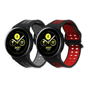 kwmobile 2x Sportarmband kompatibel mit Samsung Galaxy watch 5 / Watch 5 Pro Armband - Fitnesstracker Band Set aus TPU Silikon in Schwarz Rot Schwarz Grau