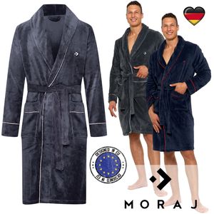 Herren Bademantel Morgenmantel MORAJ Hausmantel Schlafrock Polarfleece Robe 7000-001 - Graphite - L