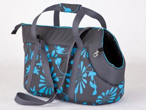 HobbyDog Hundetragetasche Hundetransporttasche Transporttasche Tragetasche - Größe: XL - Blau mit Pflanzen