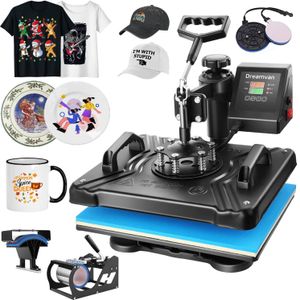 Aufgerüstete 5-in-1-Transferpresse, 29x38 cm, Digitale Schwenkbare Druckmaschine, für T-Shirts, Kappen, Tassen und Teller