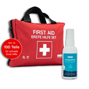 FLEXEO Erste-Hilfe-Tasche 103-teilig Wundspray Wundreinigung 75ml, 1 Set