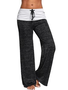 Übergröße Frauen Yoga Lounge Sport Wide Leg Beiläufig Lose Lange Hosen Trousers,Farbe:Schwarz,Größe:L